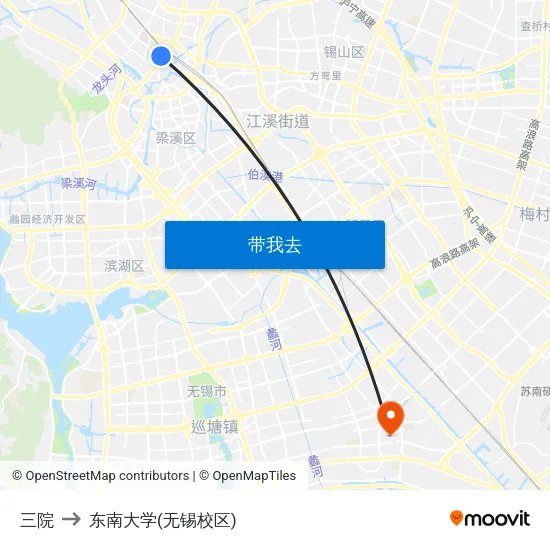 三院 to 东南大学(无锡校区) map