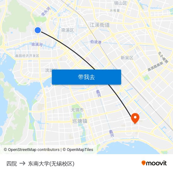 四院 to 东南大学(无锡校区) map