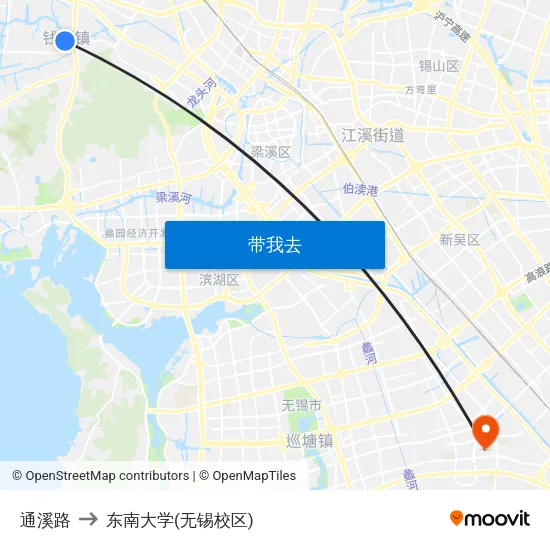 通溪路 to 东南大学(无锡校区) map