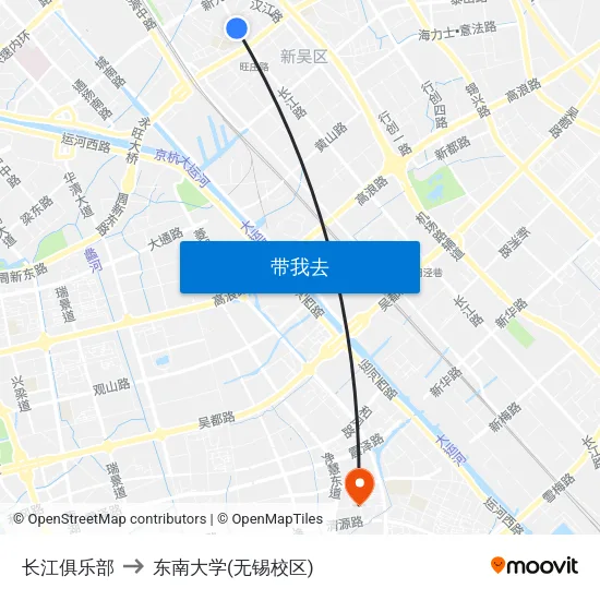 长江俱乐部 to 东南大学(无锡校区) map