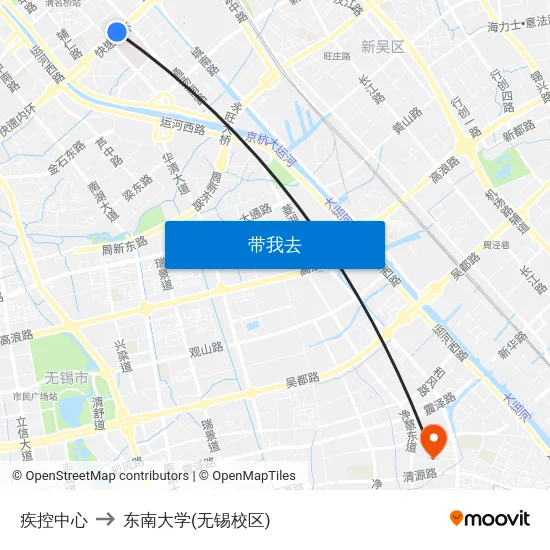 疾控中心 to 东南大学(无锡校区) map