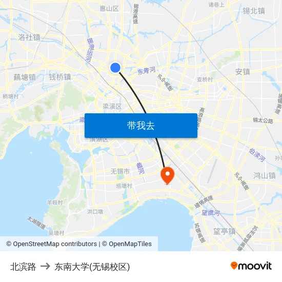 北滨路 to 东南大学(无锡校区) map