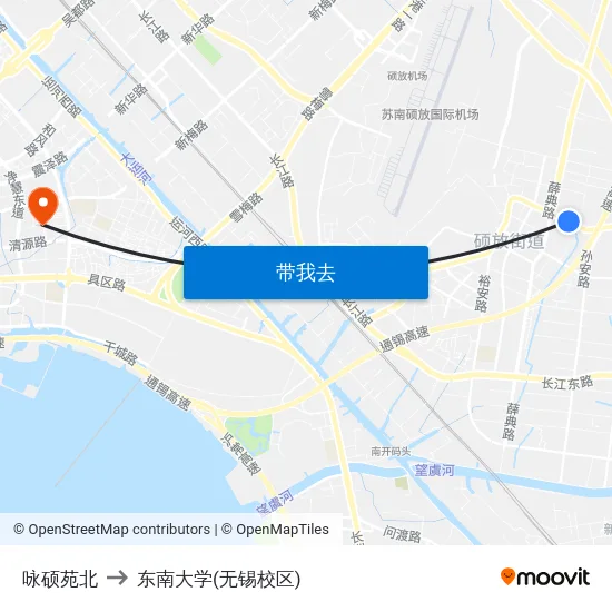 咏硕苑北 to 东南大学(无锡校区) map