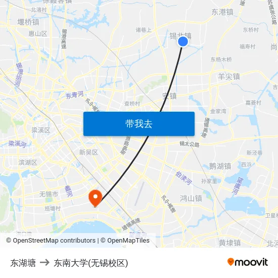 东湖塘 to 东南大学(无锡校区) map
