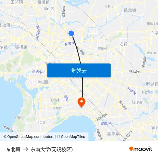 东北塘 to 东南大学(无锡校区) map