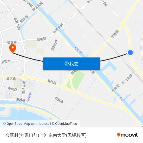 合新村(方家门前) to 东南大学(无锡校区) map