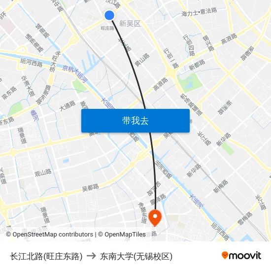 长江北路(旺庄东路) to 东南大学(无锡校区) map