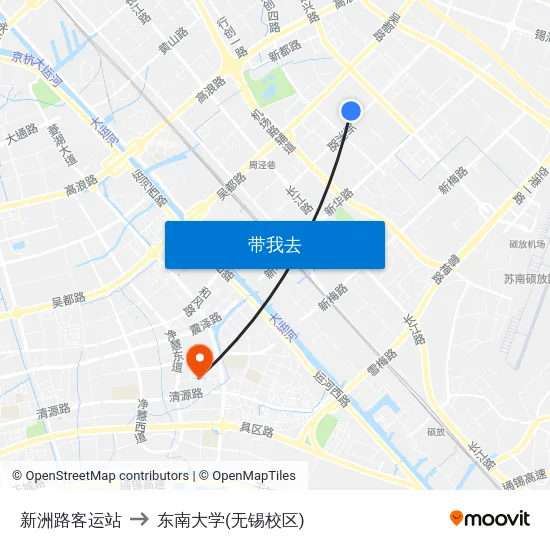 新洲路客运站 to 东南大学(无锡校区) map