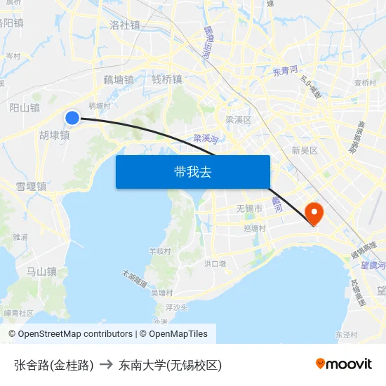 张舍路(金桂路) to 东南大学(无锡校区) map