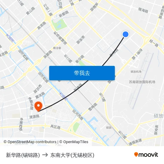 新华路(锡锦路) to 东南大学(无锡校区) map