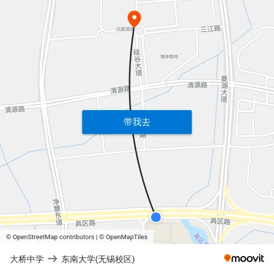 大桥中学 to 东南大学(无锡校区) map