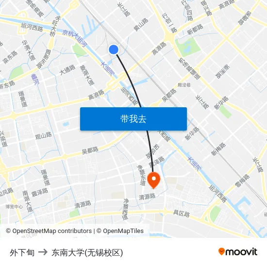 外下甸 to 东南大学(无锡校区) map