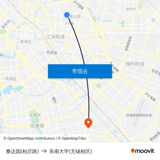 桑达园(柏庄路) to 东南大学(无锡校区) map