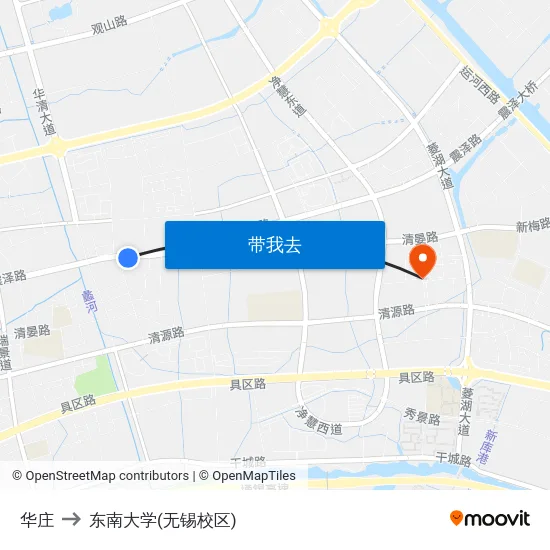 华庄 to 东南大学(无锡校区) map