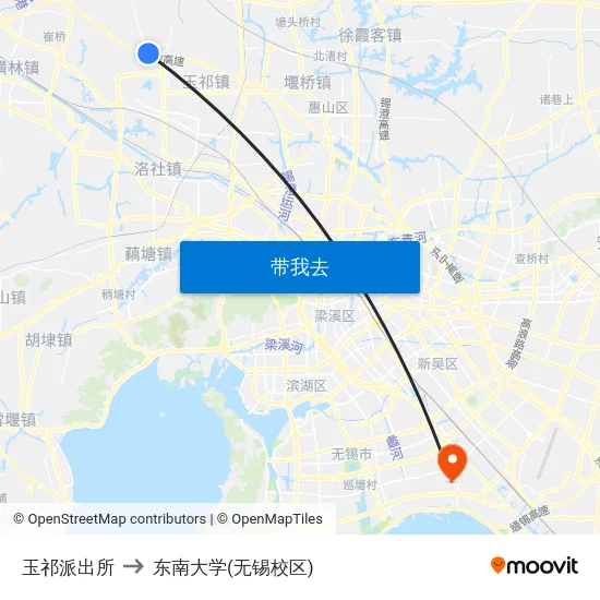 玉祁派出所 to 东南大学(无锡校区) map