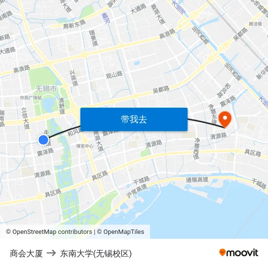 商会大厦 to 东南大学(无锡校区) map