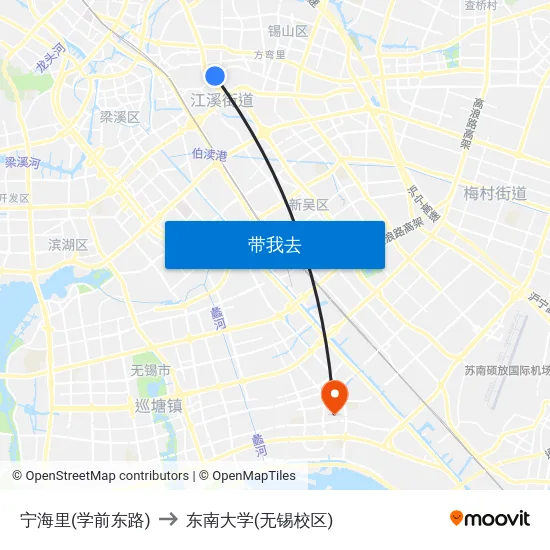 宁海里(学前东路) to 东南大学(无锡校区) map