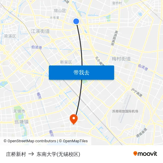 庄桥新村 to 东南大学(无锡校区) map