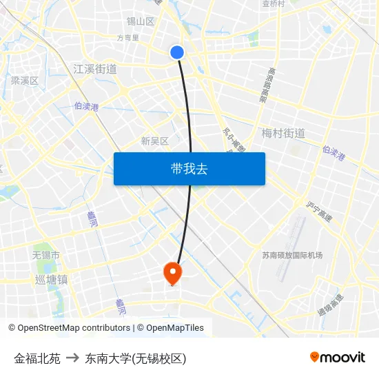 金福北苑 to 东南大学(无锡校区) map