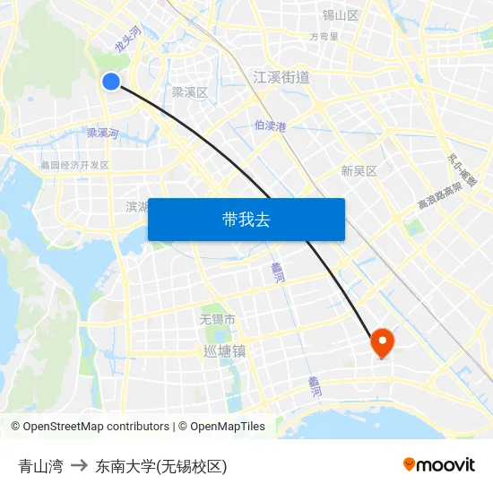 青山湾 to 东南大学(无锡校区) map