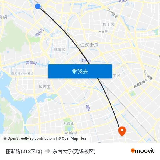丽新路(312国道) to 东南大学(无锡校区) map