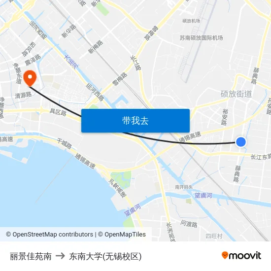 丽景佳苑南 to 东南大学(无锡校区) map