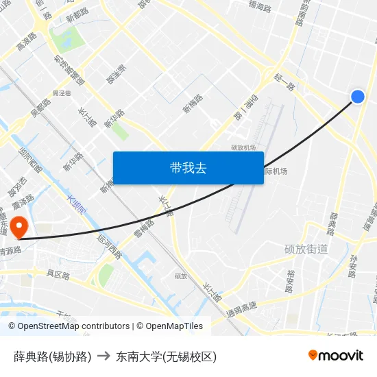 薛典路(锡协路) to 东南大学(无锡校区) map