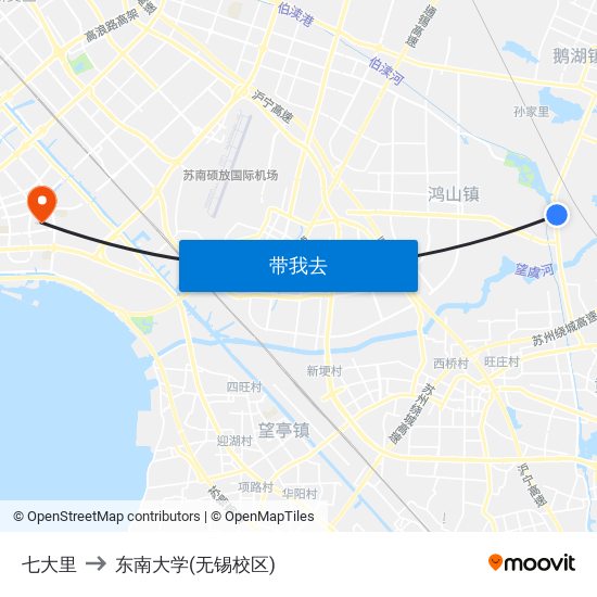 七大里 to 东南大学(无锡校区) map
