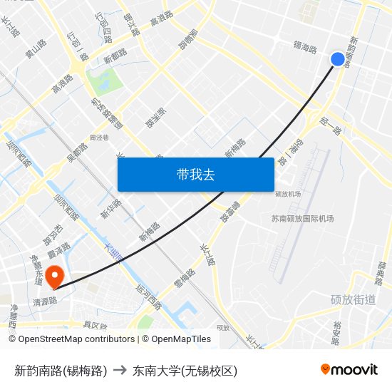 新韵南路(锡梅路) to 东南大学(无锡校区) map