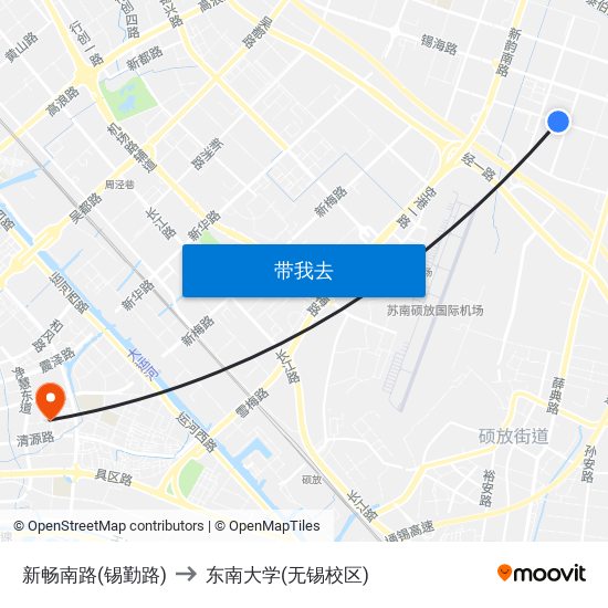 新畅南路(锡勤路) to 东南大学(无锡校区) map