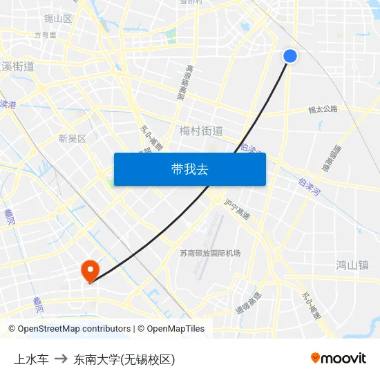 上水车 to 东南大学(无锡校区) map