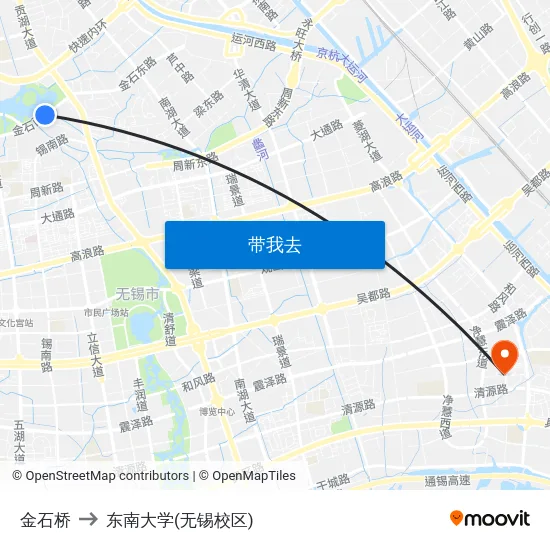 金石桥 to 东南大学(无锡校区) map
