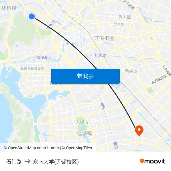 石门路 to 东南大学(无锡校区) map