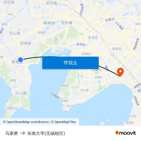 马家桥 to 东南大学(无锡校区) map