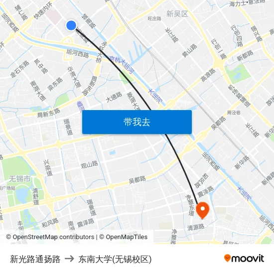 新光路通扬路 to 东南大学(无锡校区) map