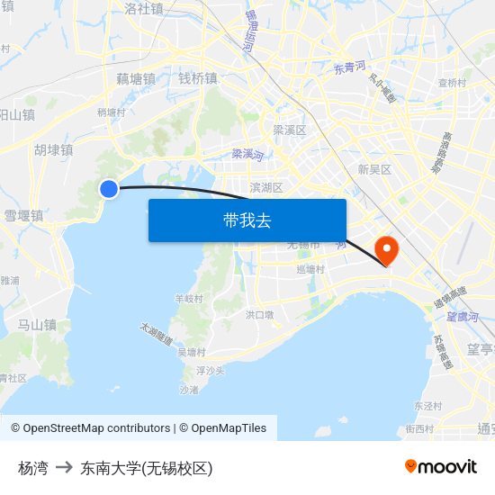 杨湾 to 东南大学(无锡校区) map