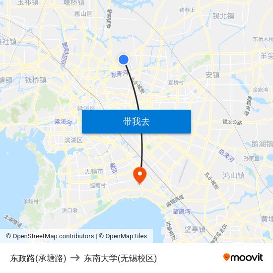 东政路(承塘路) to 东南大学(无锡校区) map