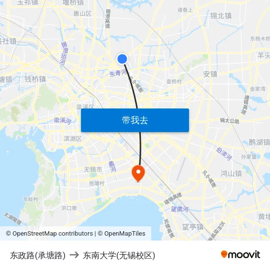 东政路(承塘路) to 东南大学(无锡校区) map
