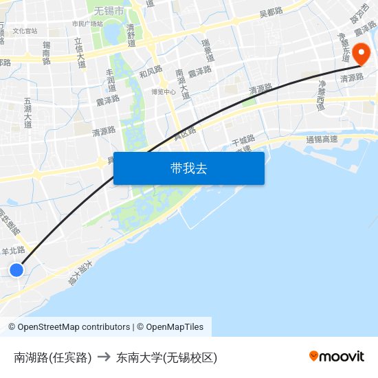 南湖路(任宾路) to 东南大学(无锡校区) map