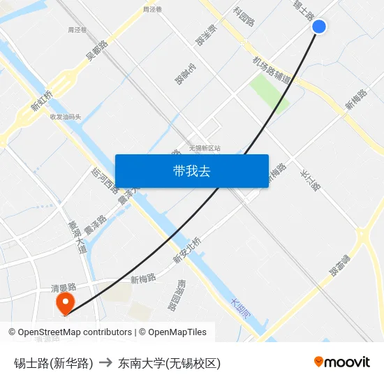 锡士路(新华路) to 东南大学(无锡校区) map