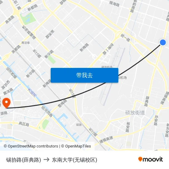 锡协路(薛典路) to 东南大学(无锡校区) map