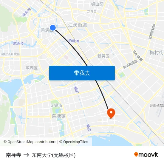 南禅寺 to 东南大学(无锡校区) map