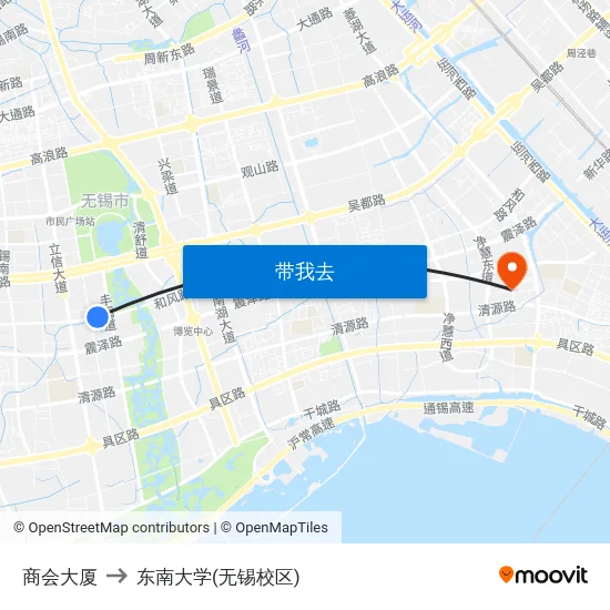 商会大厦 to 东南大学(无锡校区) map