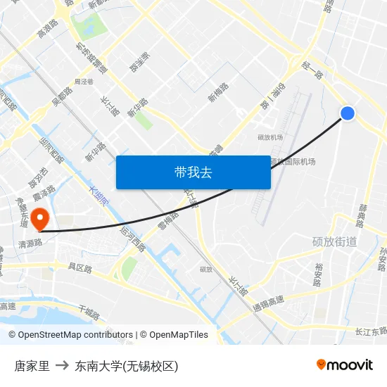 唐家里 to 东南大学(无锡校区) map