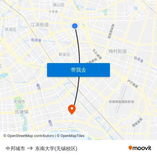 中邦城市 to 东南大学(无锡校区) map