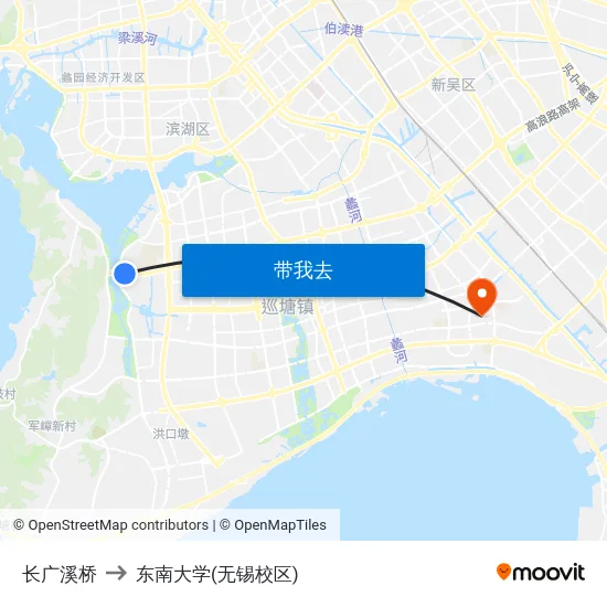 长广溪桥 to 东南大学(无锡校区) map