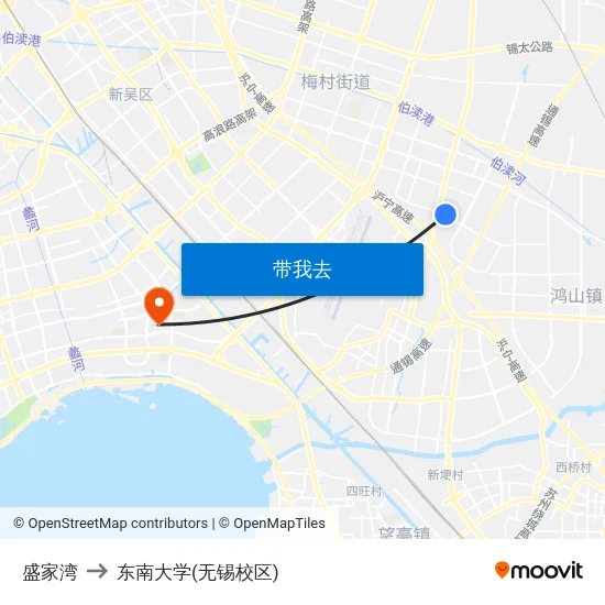盛家湾 to 东南大学(无锡校区) map