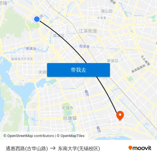 通惠西路(古华山路) to 东南大学(无锡校区) map