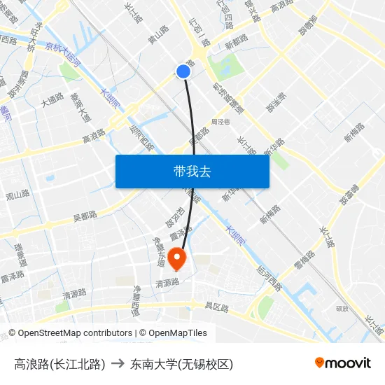 高浪路(长江北路) to 东南大学(无锡校区) map