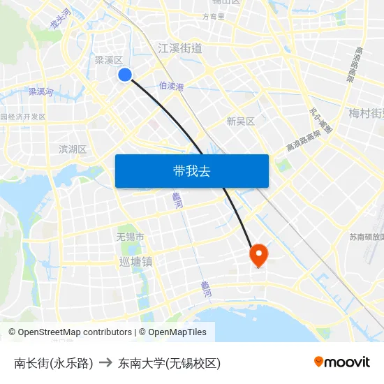 南长街(永乐路) to 东南大学(无锡校区) map